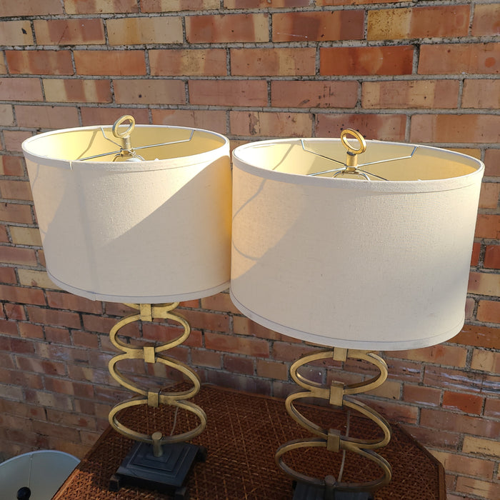 PAIR MODERN STYLE LAMPS AND SHADES