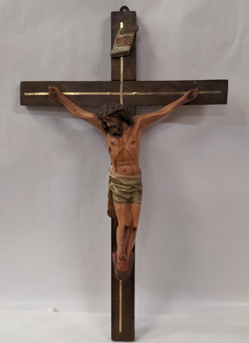 COMPOSITION HAND PAINTED CRUCIFIX