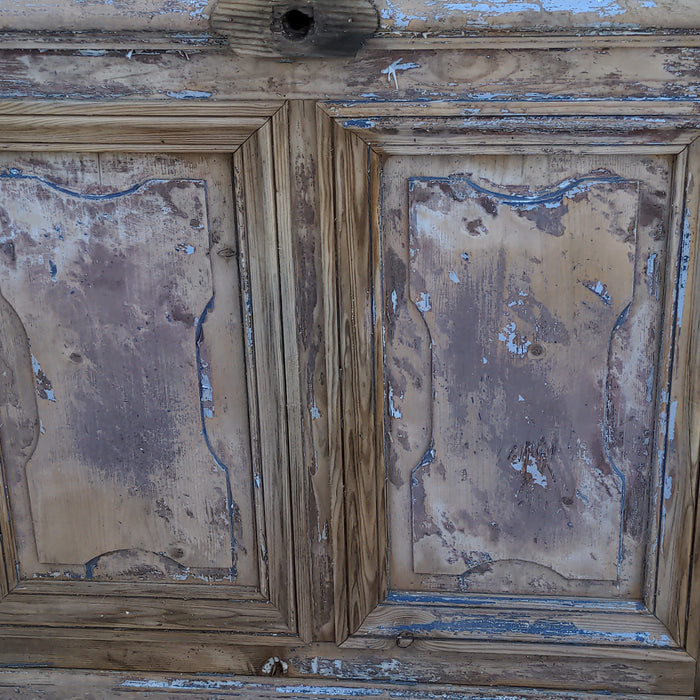LARGE FRENCH PINE HOUSE DOOR WITH IRON INSET