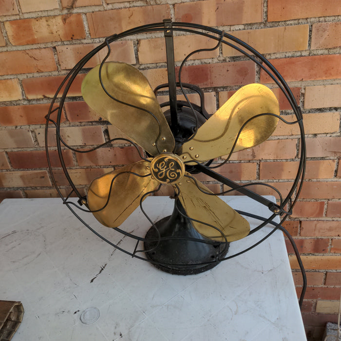 LARGE GENERAL ELECTRIC FAN WITH BRASS BLADES