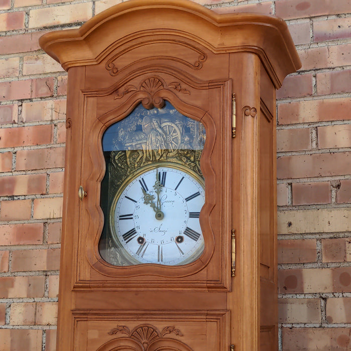 FRENCH CHERRYWOOD GRANDFATHER CLOCK