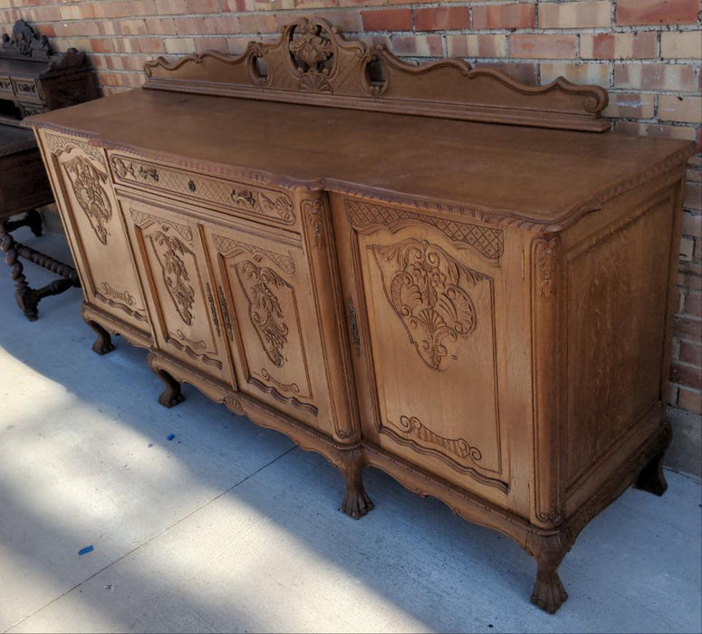 LARGE FRENCH OAK SIDEBOARD WITH CLAW FEET