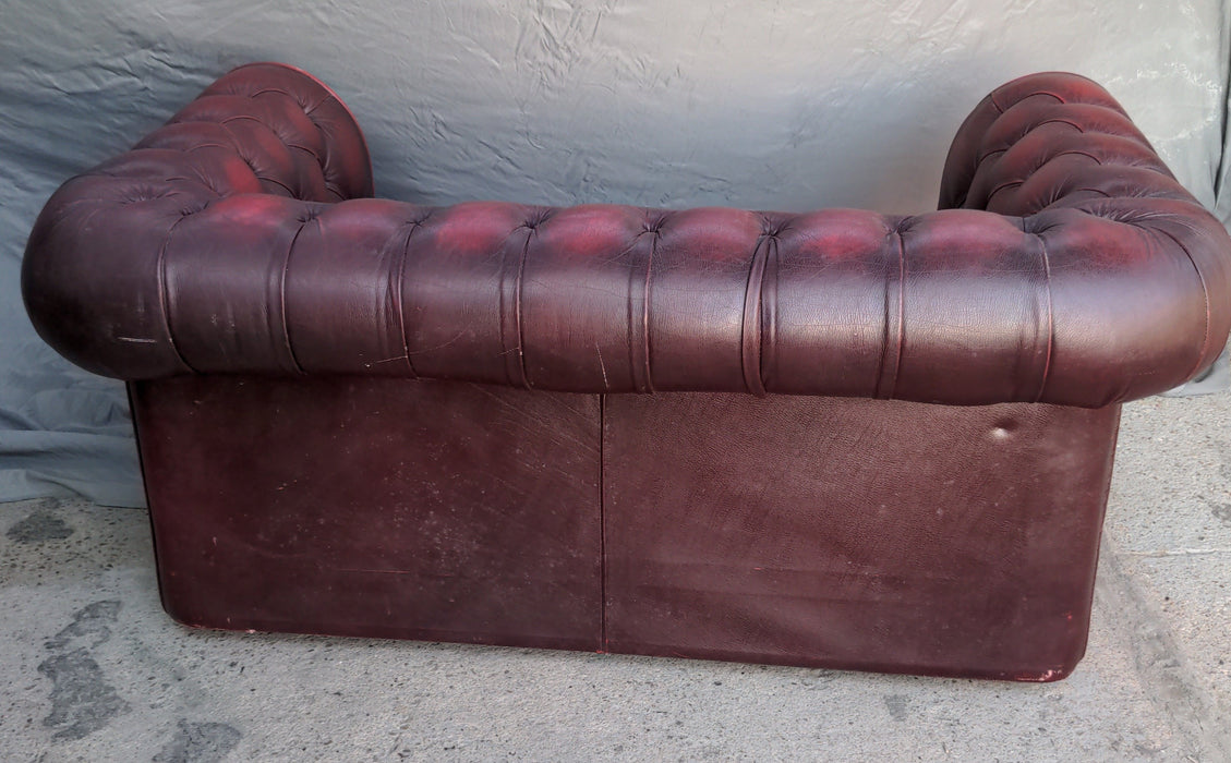 RED CHESTERFIELD LOVESEAT SOFA