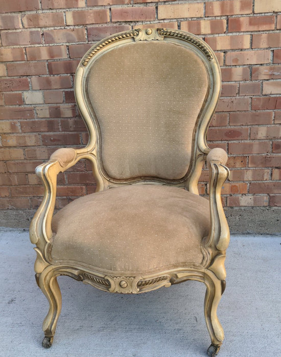 19TH CENTURY AMERICAN VICTORIAN ARMCHAIR, UPHOLSTERED & PAINTED