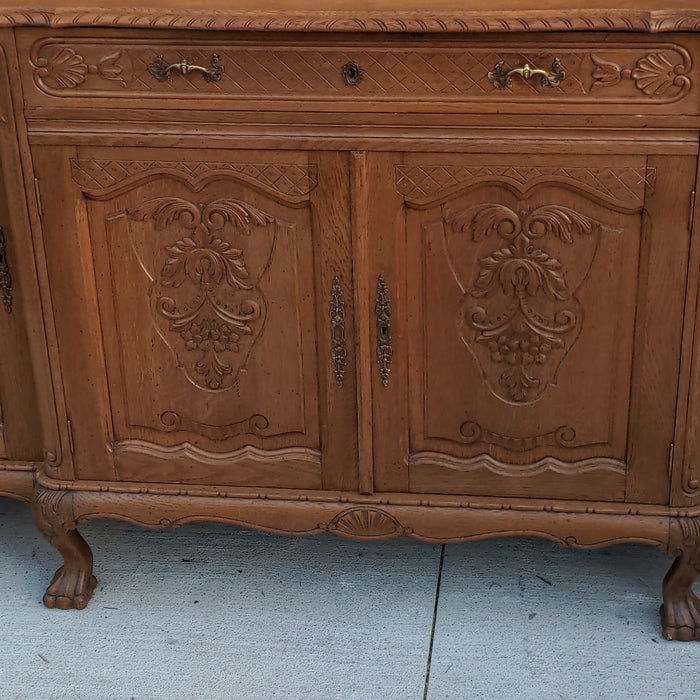 LARGE FRENCH OAK SIDEBOARD WITH CLAW FEET