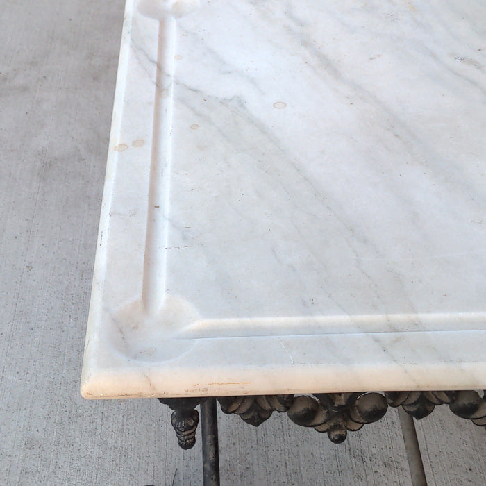LARGE MARBLE TOP IRON BAKERS TABLE