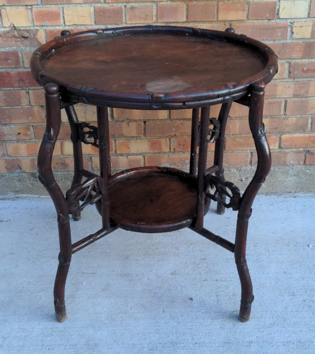 CHINESE COLLAPSIBLE TWO-TIER ROUND TEA TABLE