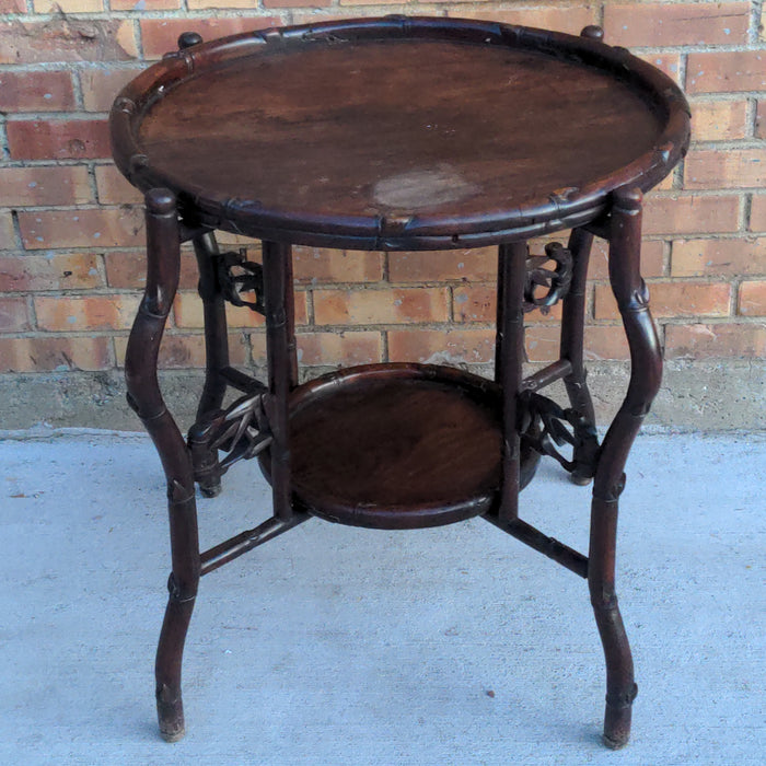 CHINESE COLLAPSIBLE TWO-TIER ROUND TEA TABLE