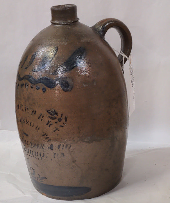 LARGE SALT GLAZE JUG AS FOUND, JAMES HAMILTON 2 GALLON