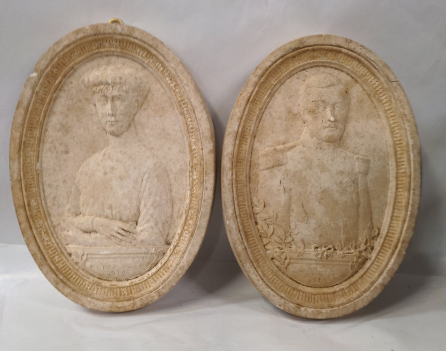 PAIR OF 1914 PORTRAIT PLAQUES WITH ALBERT & ELIZABETH