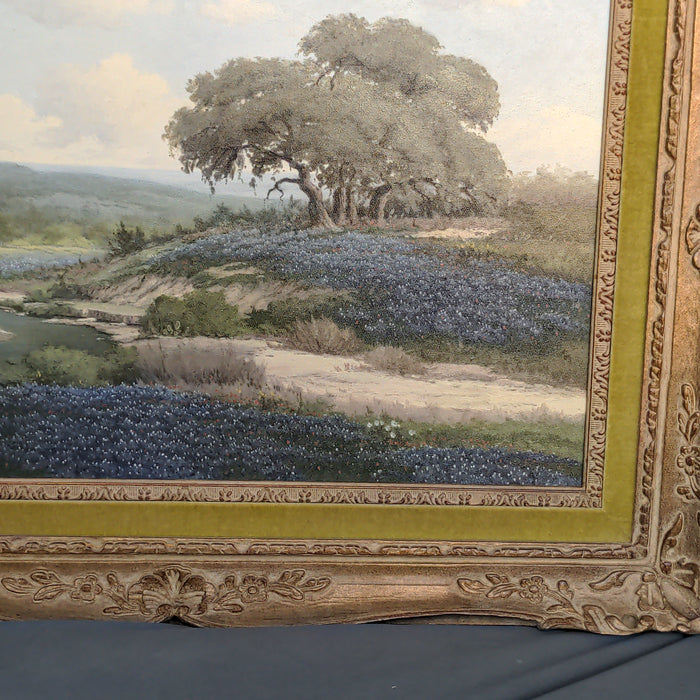 OIL PAINTING OF BLUEBONNETS BY J. P. MONTAGUE