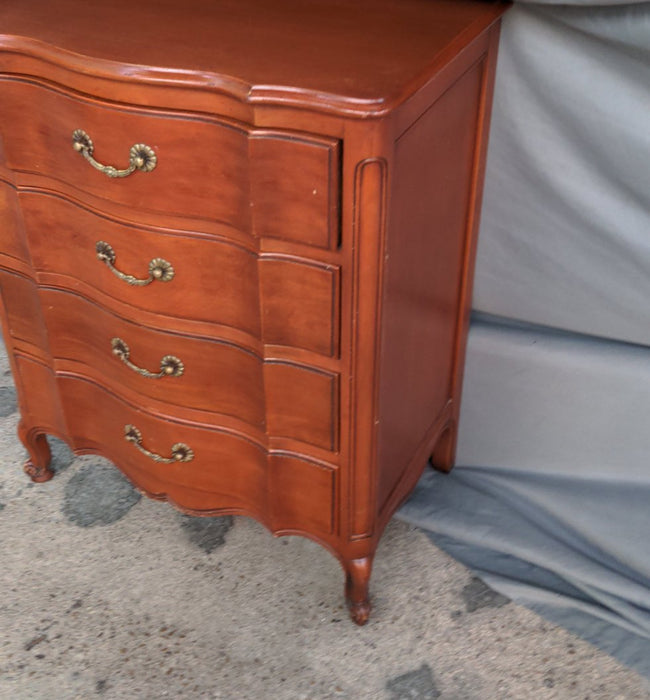 CHERRY 4 DRAWER COUNTRY FRENCH CHEST MARKED  WIDDICOMB