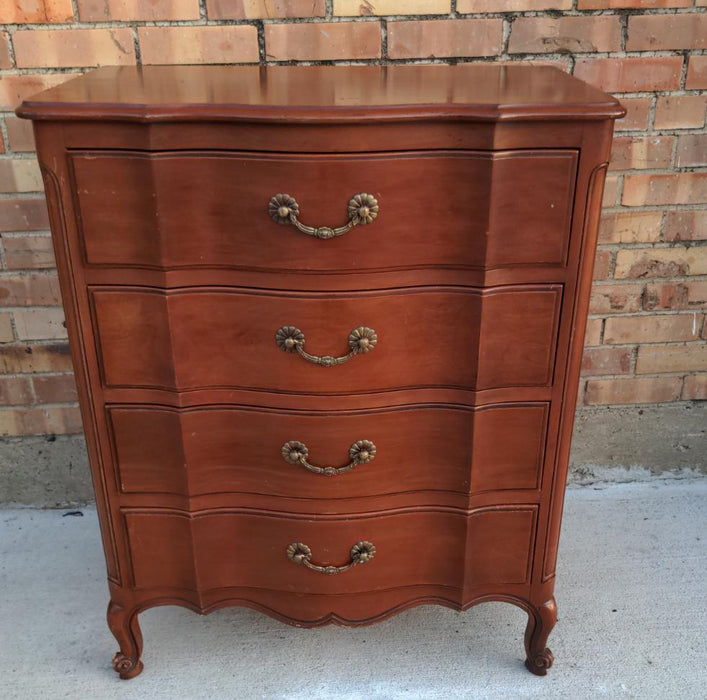 CHERRY 4 DRAWER COUNTRY FRENCH CHEST MARKED  WIDDICOMB