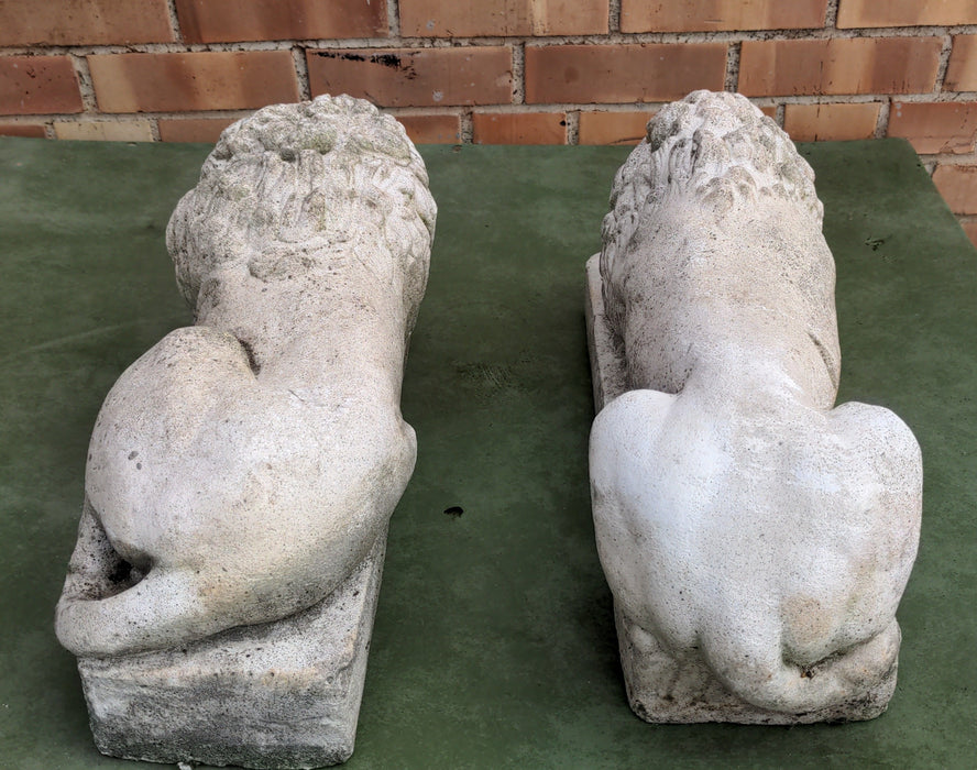 PAIR OF RECLINING CONCRETE LIONS