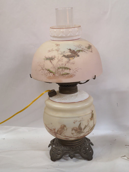 Vintage Glass Hurricane Electric Lamp, Converted Hurricane Lamp