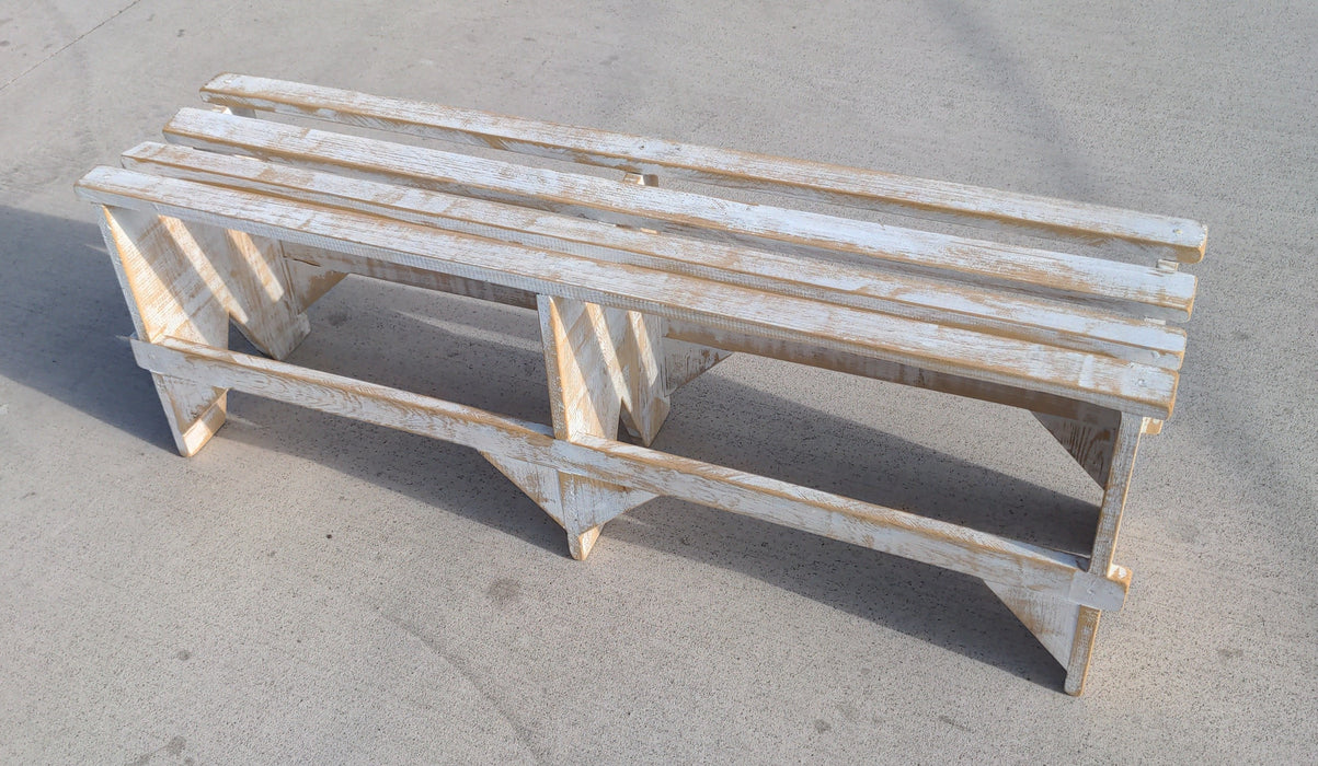 WHITE SHABBY CHIC SLATTED BENCH