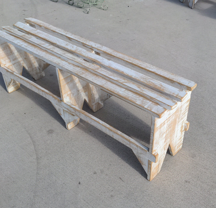 WHITE SHABBY CHIC SLATTED BENCH