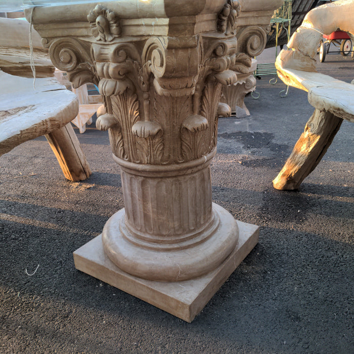 CORINTHIAN BROWN MARBLE COLUMN PEDESTAL