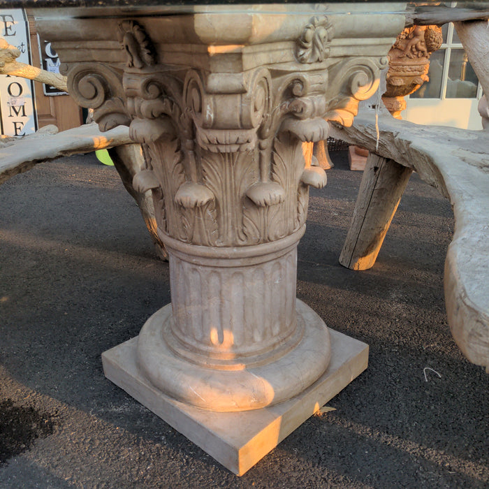 CORINTHIAN BROWN MARBLE COLUMN PEDESTAL