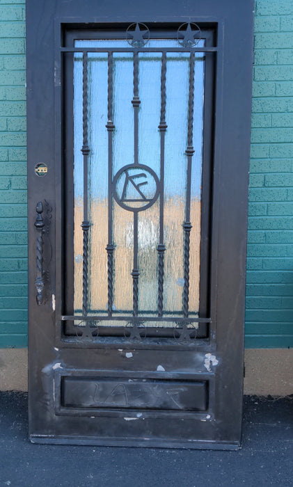 SHORT IRON DOOR WITH GLASS WINDOW AND BARS