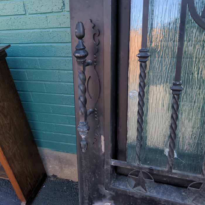 SHORT IRON DOOR WITH GLASS WINDOW AND BARS