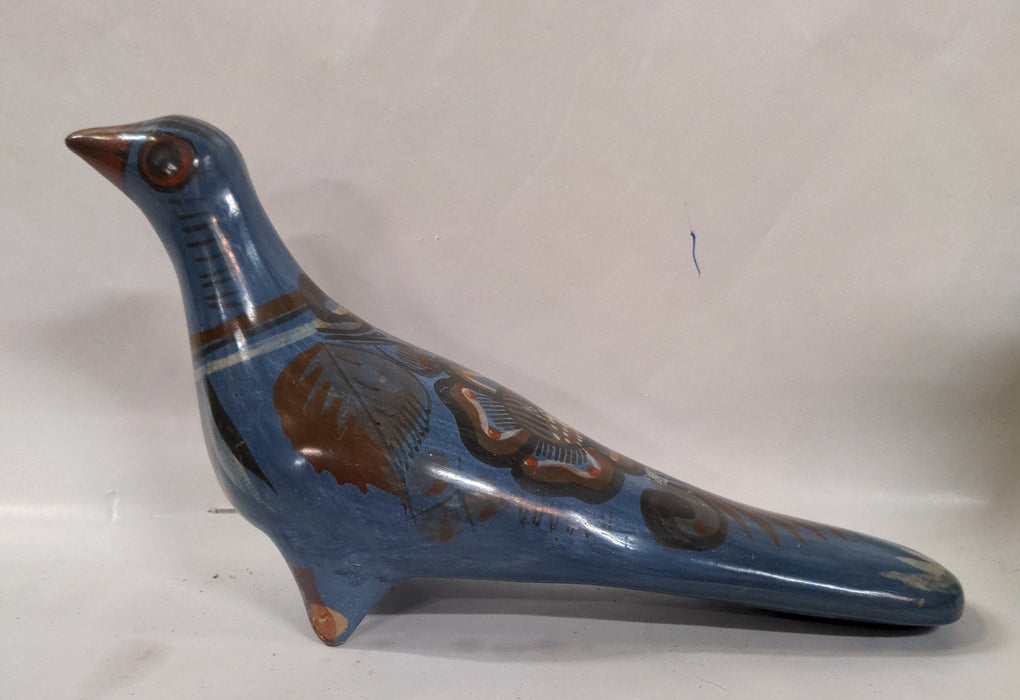 GLAZED BLUE BIRD FIGURE-MADE IN MEXICO