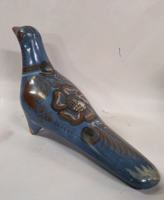 GLAZED BLUE BIRD FIGURE-MADE IN MEXICO