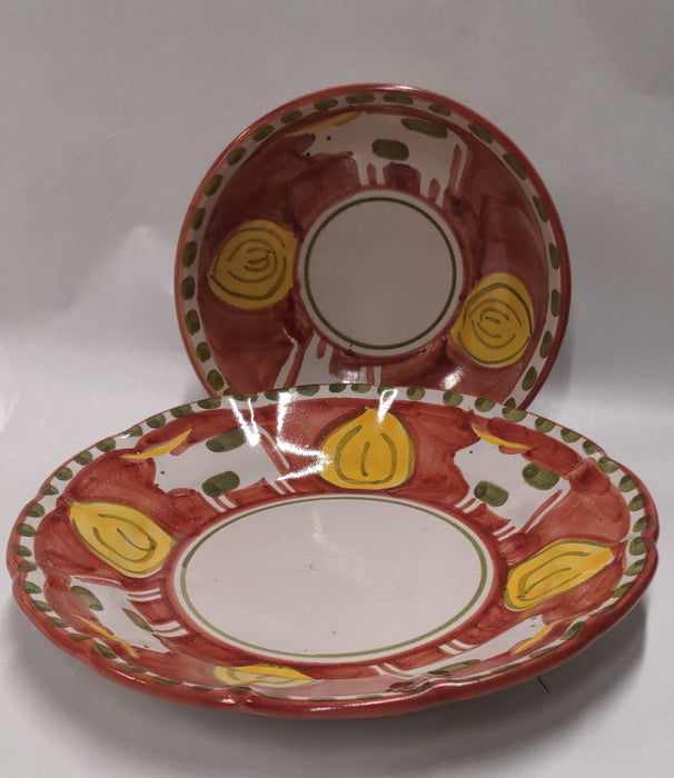PAIR OF ITALIAN HAND PAINTED COW THEME BOWL AND PLATE