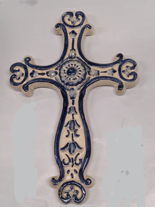 BLUE AND WHITE WALL CROSS