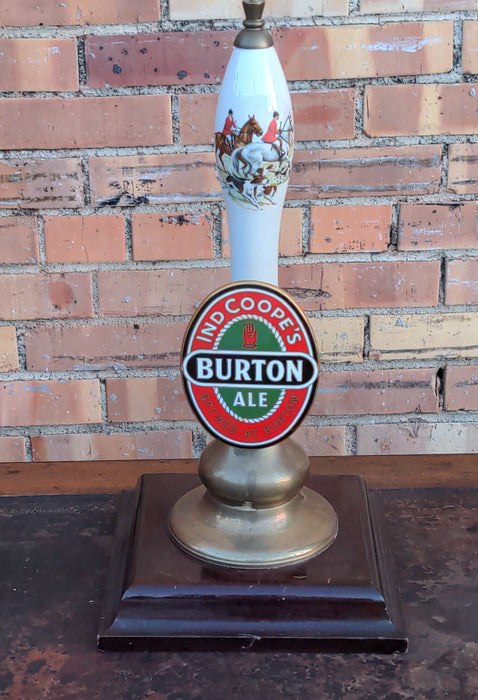 BURTON ALE BAR LEVER, ENGLISH FOX HUNT MOTIF