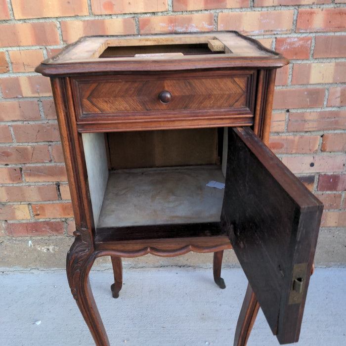 LOUIS XV WALNUT SIDE CABINET AS FOUND NO MARBLE