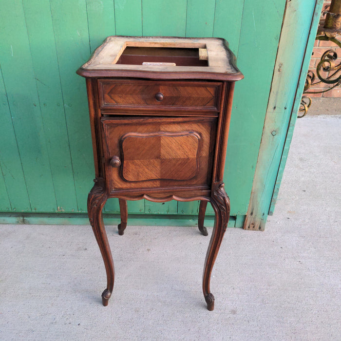 LOUIS XV WALNUT SIDE CABINET AS FOUND NO MARBLE