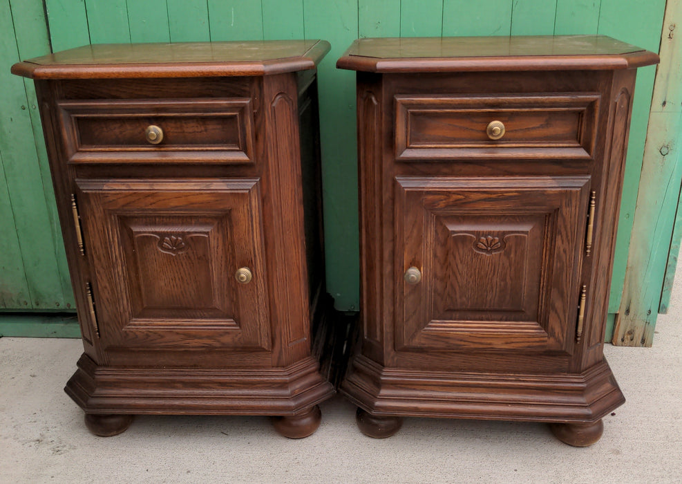 PAIR OF RUSTIC BELGIAN OAK SIDE CABINETS