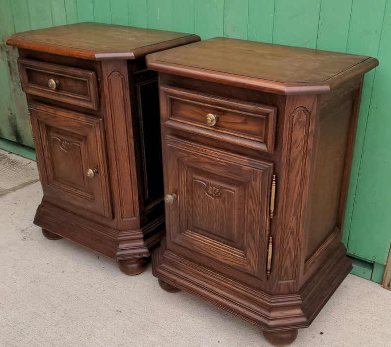 PAIR OF RUSTIC BELGIAN OAK SIDE CABINETS