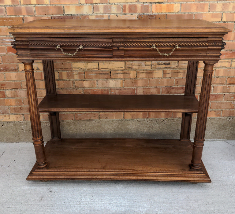 HENRI II WALNUT LIFT TOP SERVER, WITH MARBLE INSERT