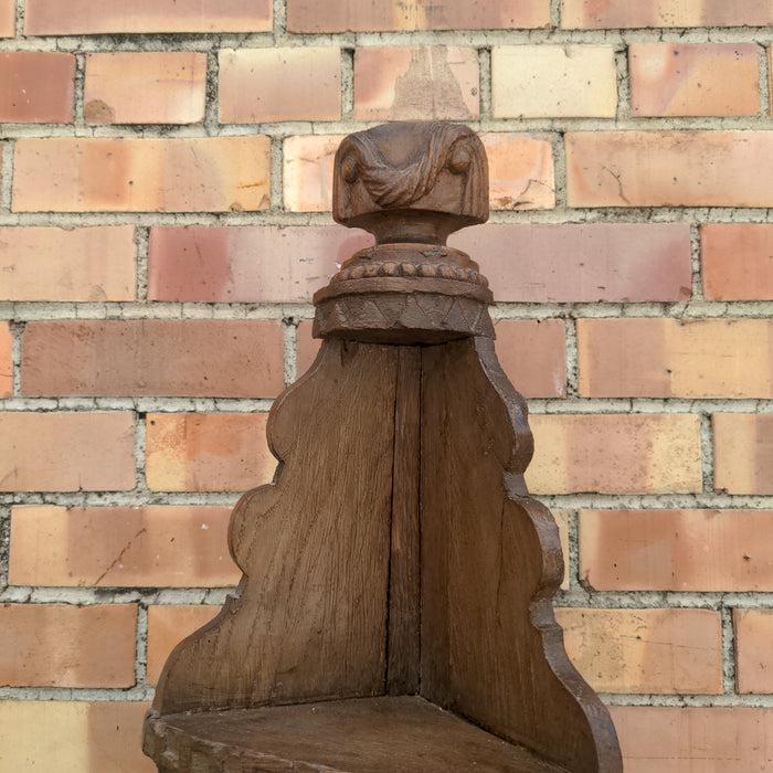 SMALL FRENCH RUSTIC OAK CORNER SHELF