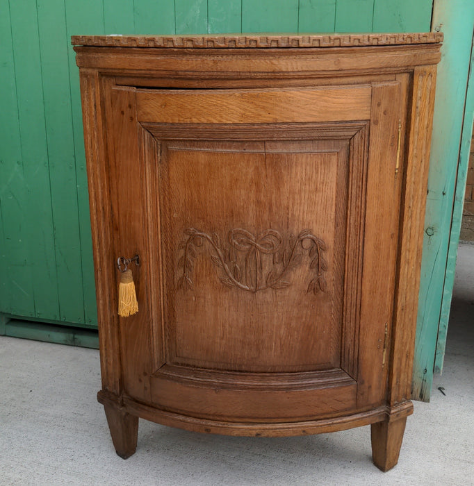 FRENCH RUSTIC PEGGED OAK CORNER CABINET