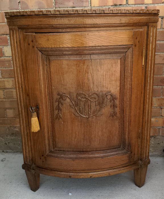 FRENCH RUSTIC PEGGED OAK CORNER CABINET