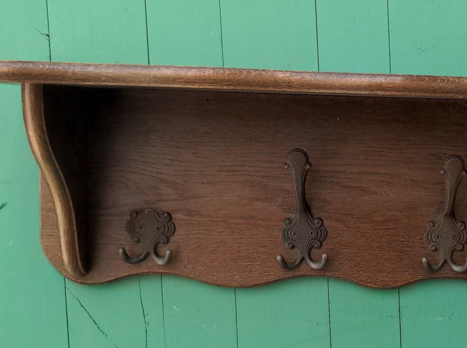 SMALL CONTINENTAL OAK WALL RACK-AS FOUND