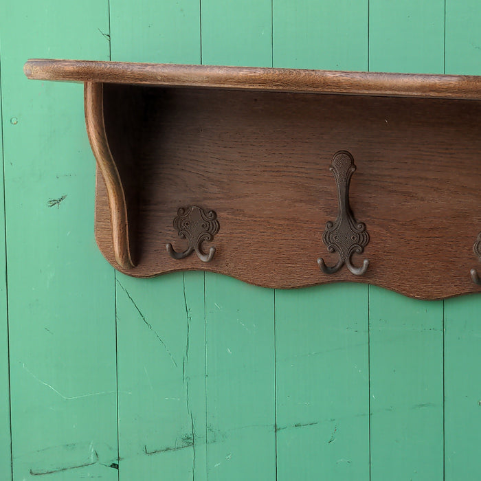 SMALL CONTINENTAL OAK WALL RACK-AS FOUND