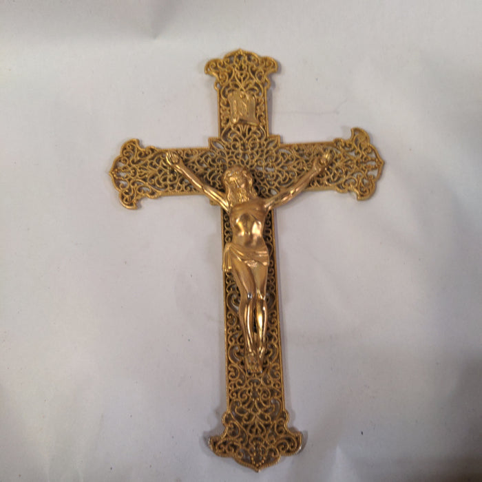 BRASS CRUCIFIX WITH FILIGREE WORK