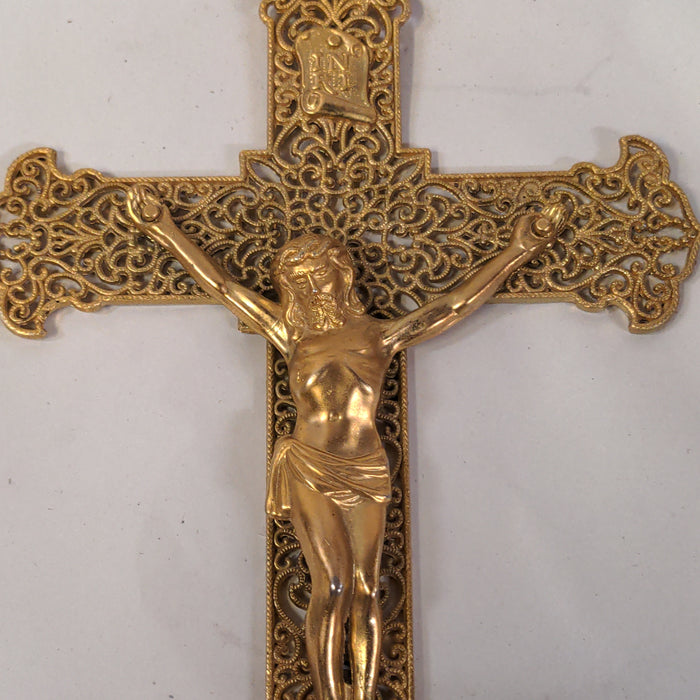 BRASS CRUCIFIX WITH FILIGREE WORK