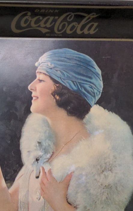 REPRODUCTION BLACK COCA-COLA TRAY WITH LADY