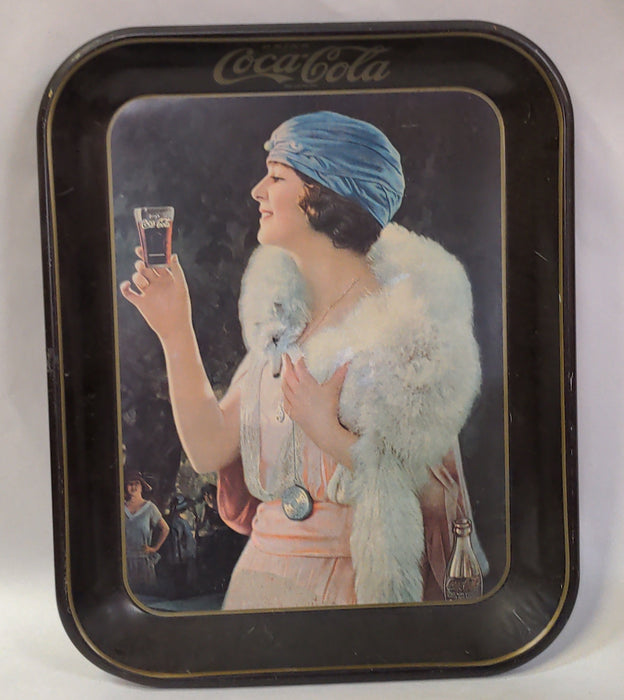 REPRODUCTION BLACK COCA-COLA TRAY WITH LADY