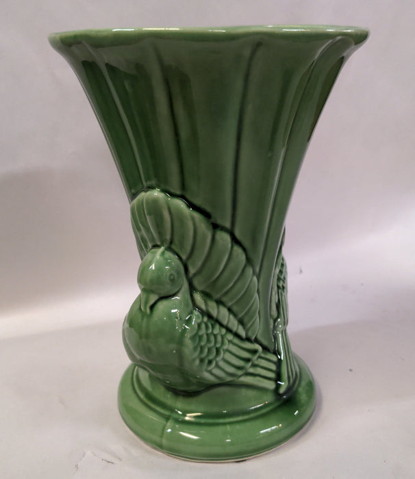 GREEN POTTERY BIRD VASE- USA