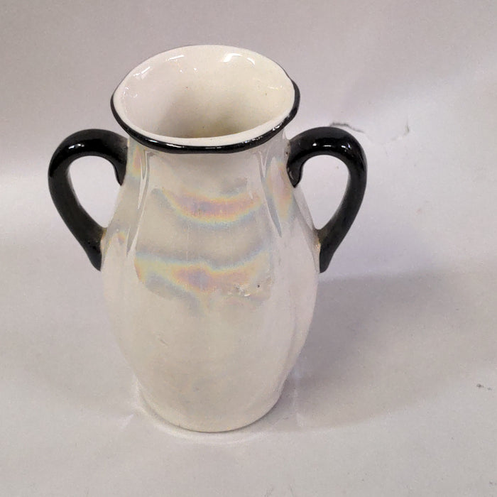 SMALL BLACK AND WHITE  CZECHOSLOVAKIAN LUSTRE VASE