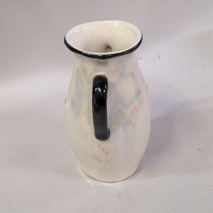 SMALL BLACK AND WHITE  CZECHOSLOVAKIAN LUSTRE VASE