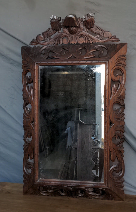 SPANISH PIERCE CARVED OAK FRAMED MIRROR