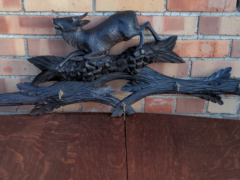 BLACK FOREST CARVED OAK WALL RACK