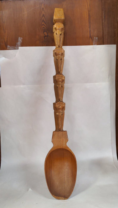AS FOUND LARGE WOOD CARVED SPOON